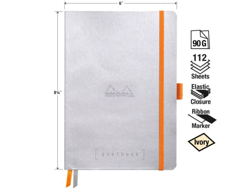 Rhodia Goalbooks Softcover Dot Grid Ivory Paper - Silver