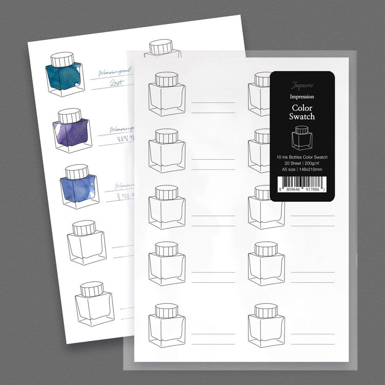 Wearingeul Ink Swatch Paper (A5) - 10 Ink Bottle - 20 sheets