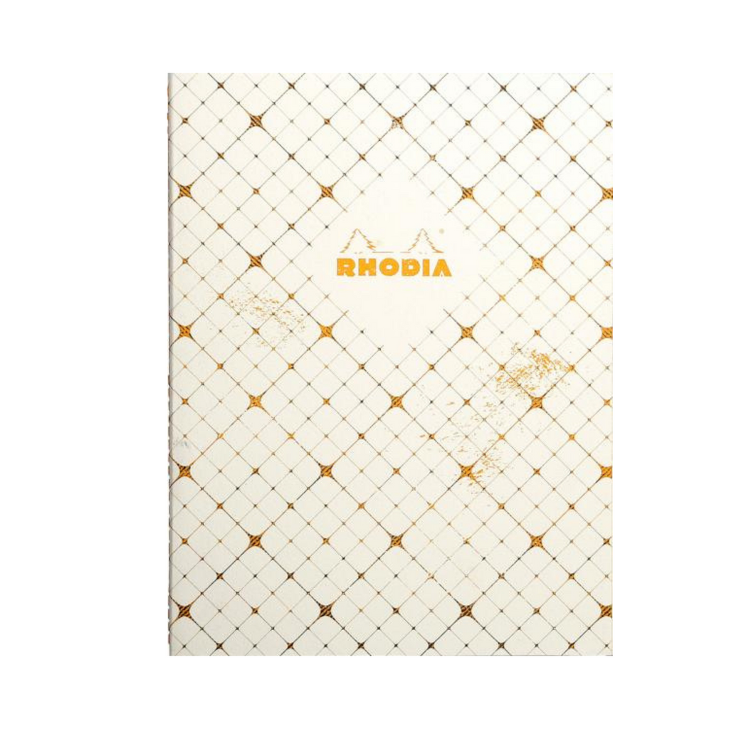 Rhodia Heritage Checkered, Lined (A5 - 6" x 8.25")- ( In white Gold Cover)