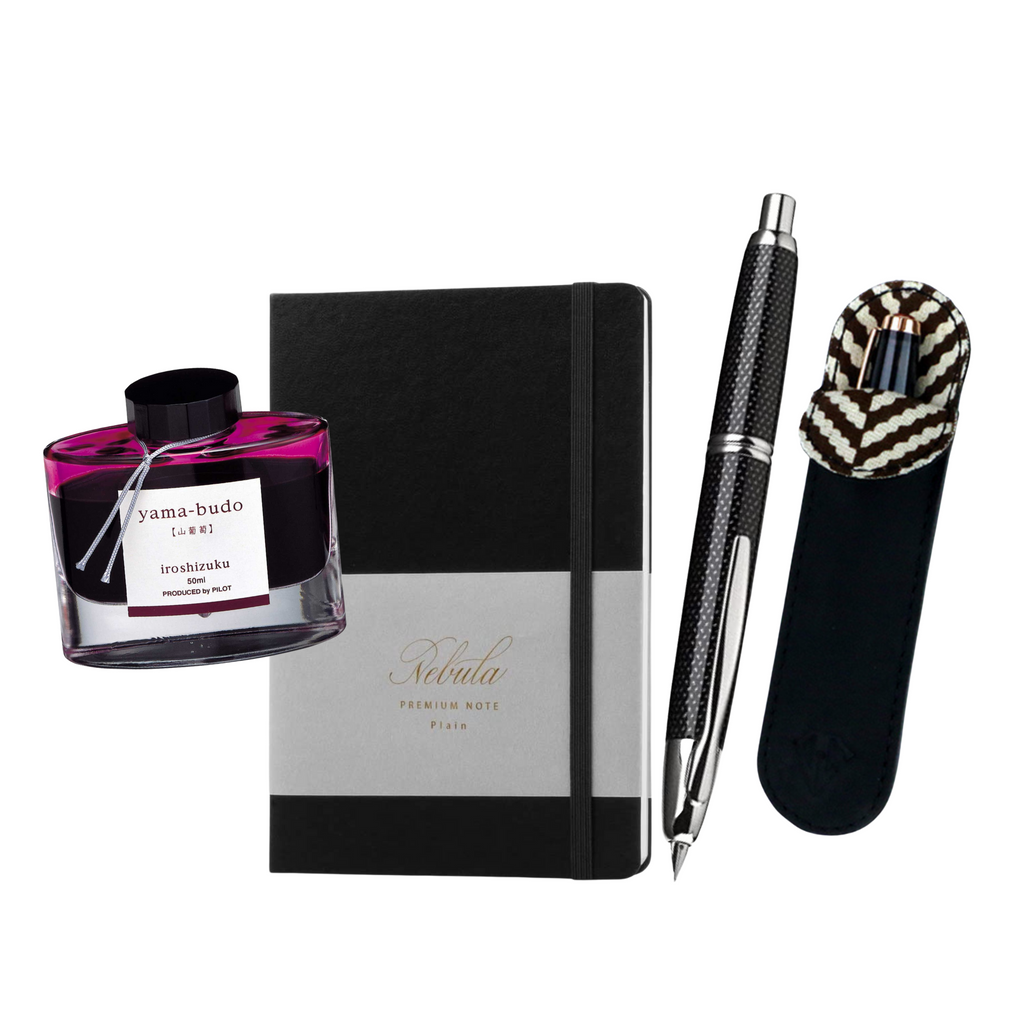 Gift set and Gift Combo - Pilot Vanishing Point + Nebula Note book Plain+ Pilot Yama Budo Ink+ Dee charles pen Sleeve