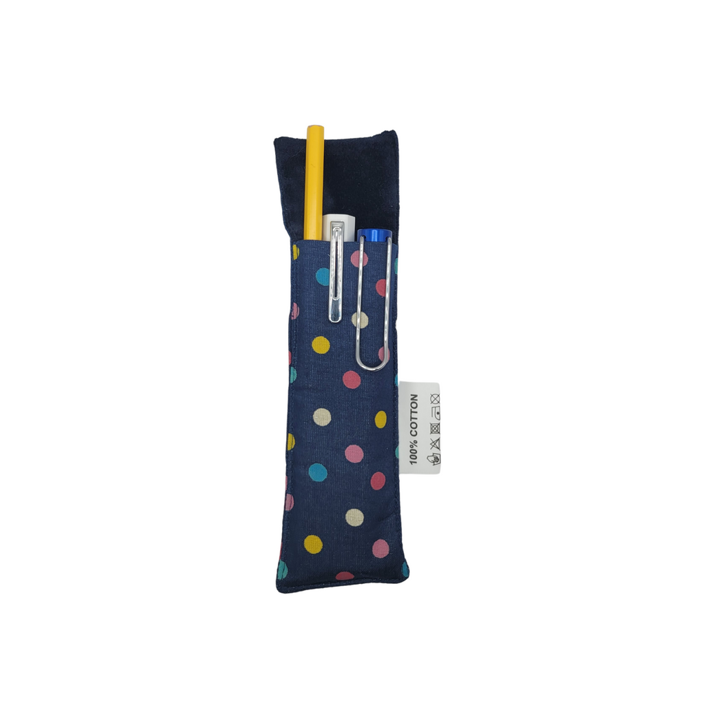 Cotton Pen Sleeve -Polka dots Print  with elastic band for Notebooks Size A5,A6