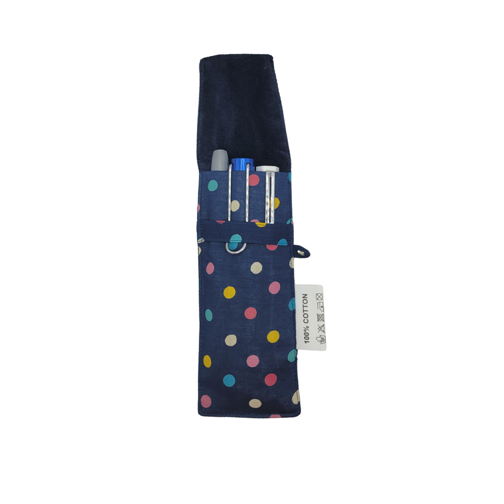 Cotton Pen Pouch  -Polka Dots Print