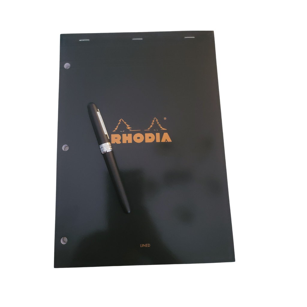 Gift set - Platinum Plaisir Black Mist Fountain Pen Medium Nib (Limited Edition ) + Rhodia Notepad  Lined  (Fountain pen Ink Compatible Paper)