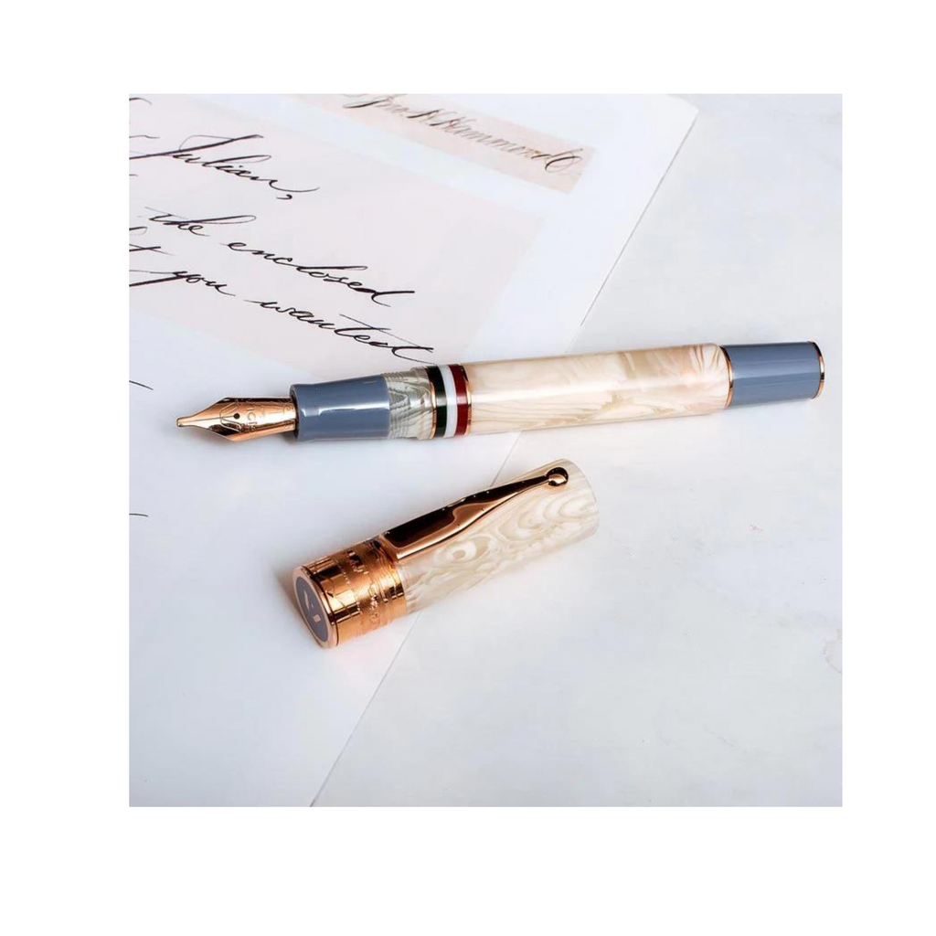 GIOIA PARTENOPE AVORIO FOUNTAIN PEN ROSE GOLD TRIM- Medium Nib