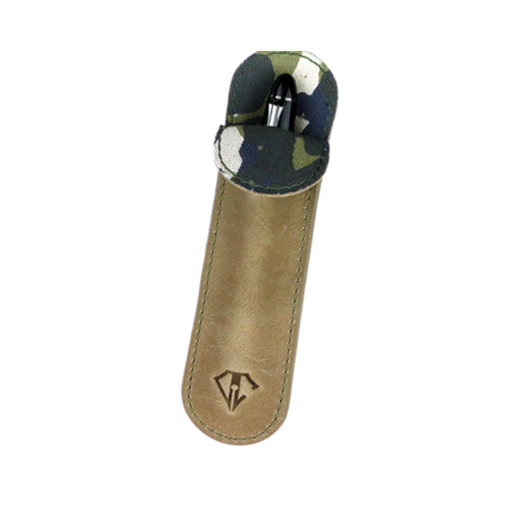 Dee Charles Designs Single Sleeve Pen Carrying Cases genuine leather- DESSERT GREEN