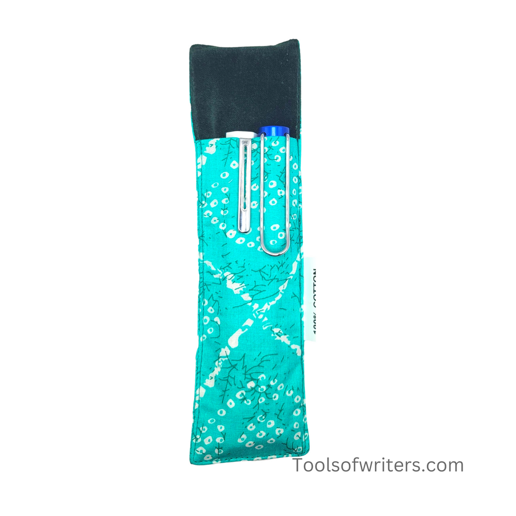 Cotton Pen Sleeve -Jaipur Green with elastic band for Notebooks Size A5,A6