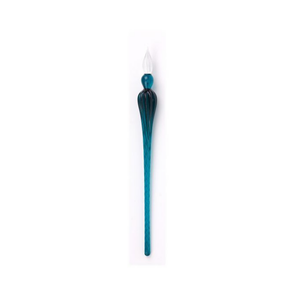 Glass Dip Pen by Jacques Herbin -#H214/37 Herbin Round Glass Pen Spiral Body "Turquoise"
