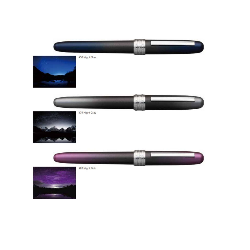 Platinum Plaisir Fountain Pen - Night Pink, Night Gray, Night Blue (Limited Edition) 10th Anniversary Collection