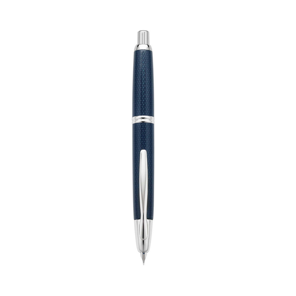 Pilot Vanishing Point Fountain Pen - Blue Carbonesque - Rhodium Trim - Medium Nib