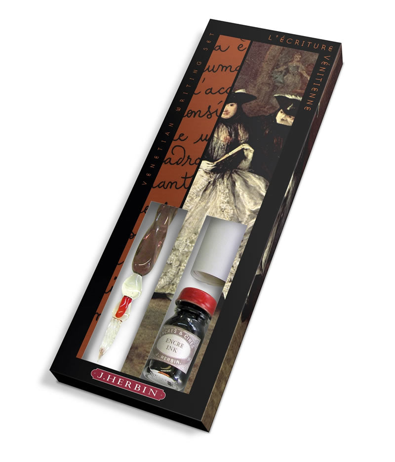 Glass Dip Pen by Jacques Herbin - Carnevale Venezia Writing Set