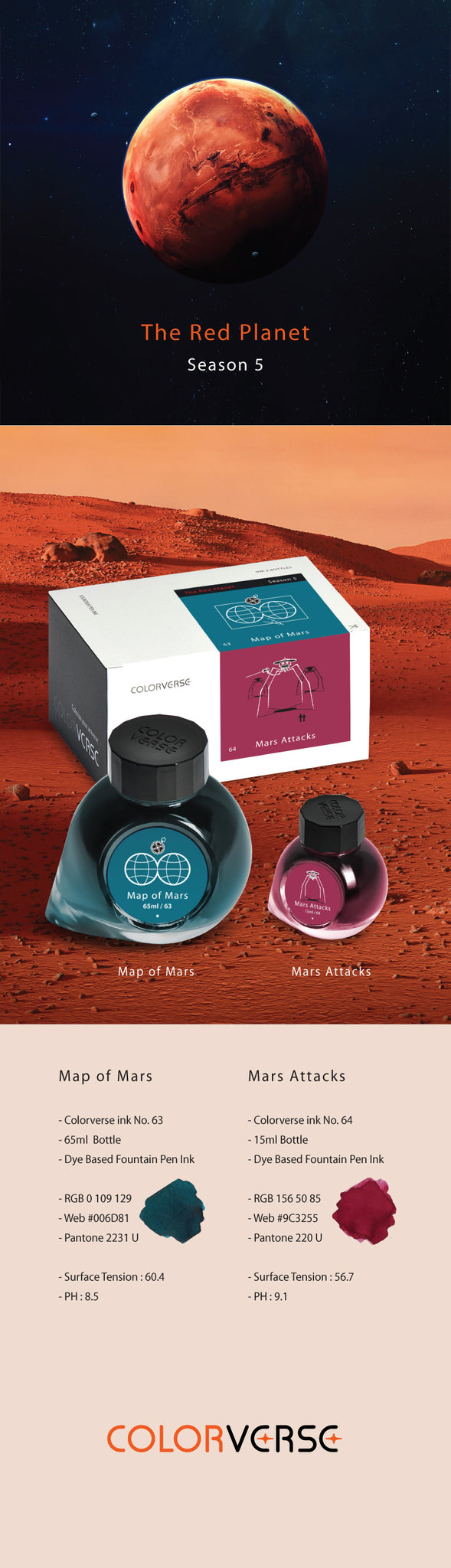 Colorverse Map of Mars & Mars Attacks / 63 64 - ( 65ml + 15ml Bottled ...